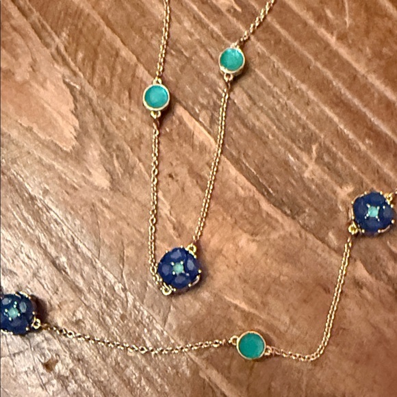 Kate Spade NWT 32” Gold Necklace with Blue and Green Accents - Picture 5 of 8